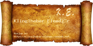 Klinglheber Elemér névjegykártya